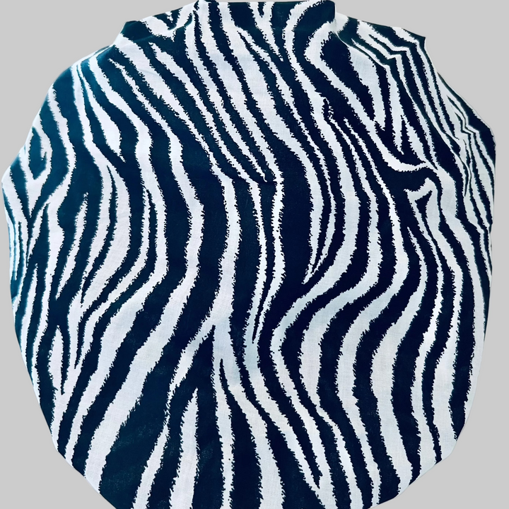 Bouffant Zebra Print Scrub Cap | Black &amp; White Animal Print Surgical Hat | Adjustable OR Cap for Nurses &amp; Surgeons | Satin Lining Option