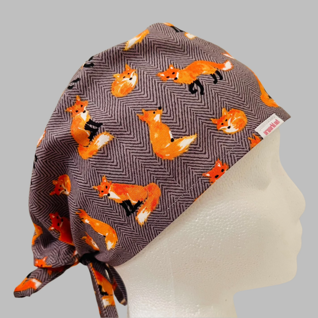 Scrub Cap Woodland Fox Surgical Hat for Nurses, Veterinarians & Wildlife 