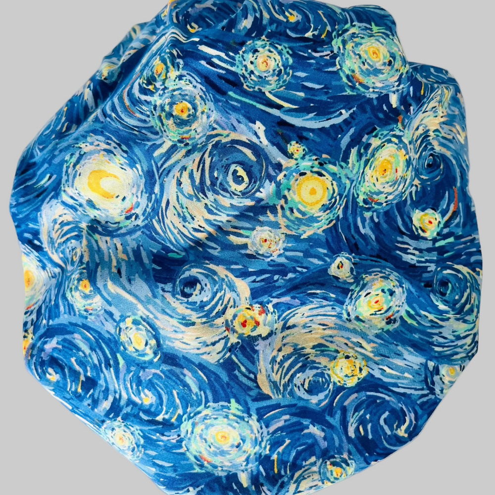 Starry Night Bouffant Scrub Cap|Artistic Van Gogh Inspired Surgical Hat