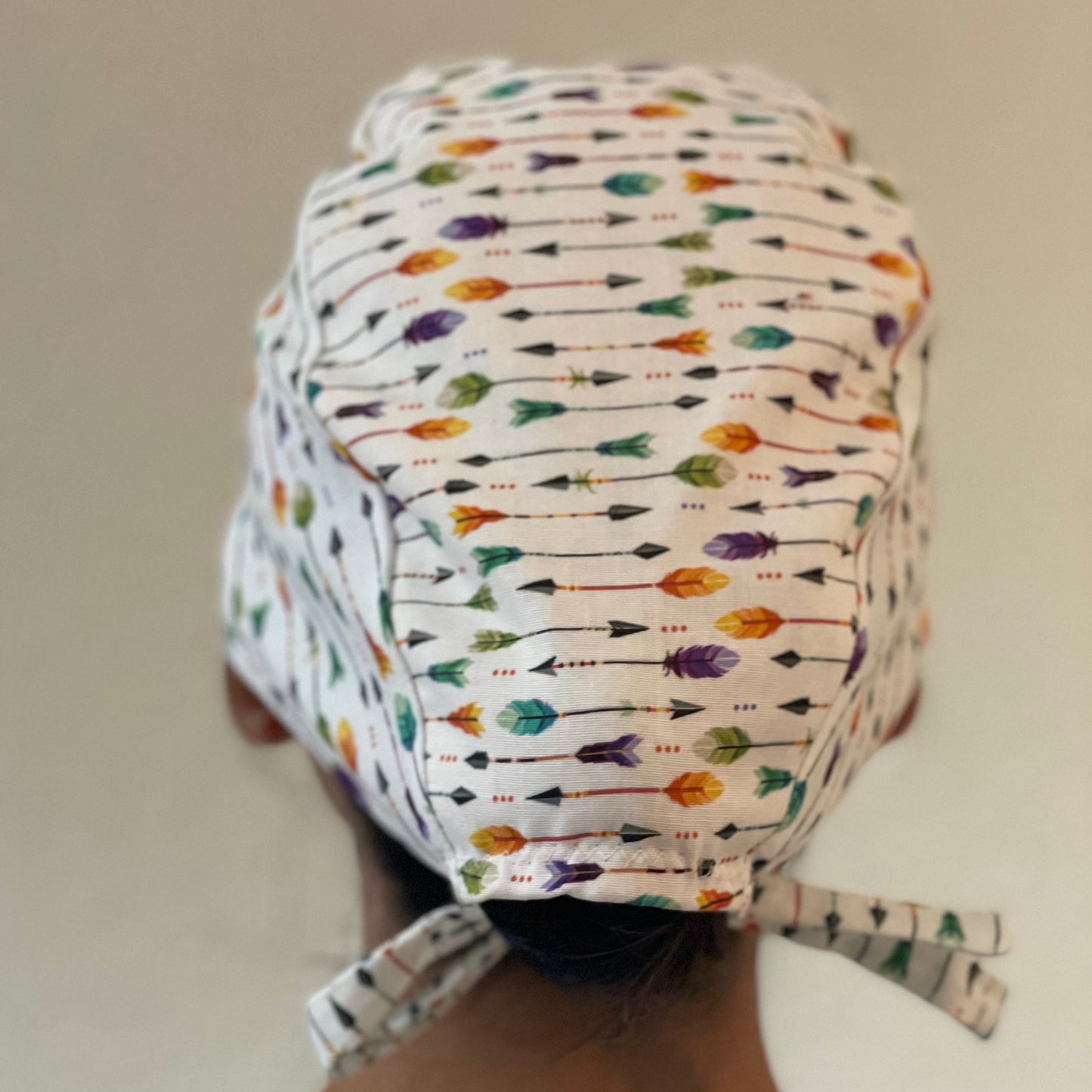 Scrub Cap-White-Colorful-Arrows
