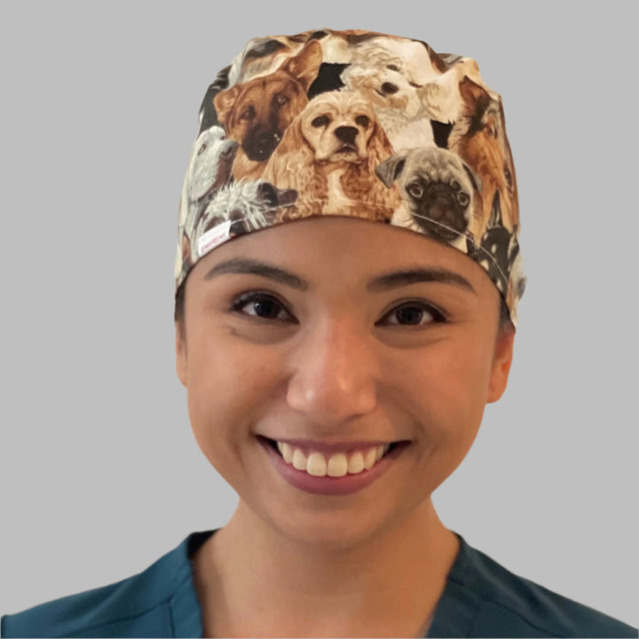 Scrub Cap Dog Lovers Print | Adjustable Unisex OR Cap | Surgical Hat Gift for Nurses, Surgeons &amp; Veterinarians